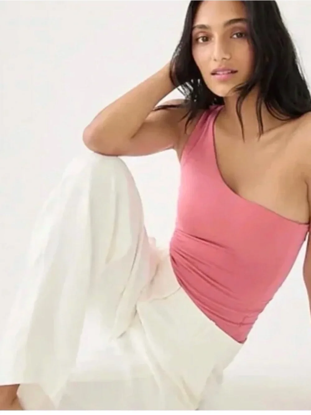 J. Crew NWT FormKnit One-Shoulder Pink Tank Top BH933 Large